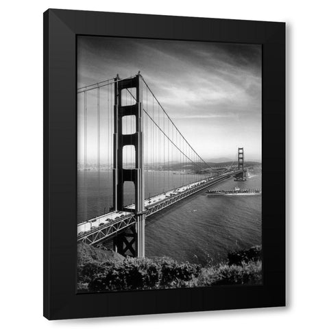 San Francisco Bridge Black Modern Wood Framed Art Print by Vintage Apple Collection