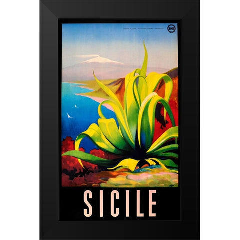 Sicile Black Modern Wood Framed Art Print by Vintage Apple Collection