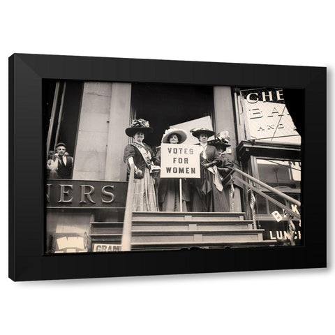 Suffragettes Black Modern Wood Framed Art Print with Double Matting by Vintage Apple Collection