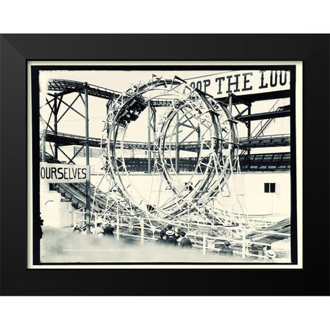 Vintage Coney Island Black Modern Wood Framed Art Print by Vintage Apple Collection