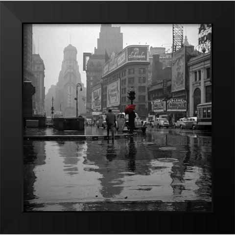 Vintage Rainy NY Black Modern Wood Framed Art Print by Vintage Apple Collection