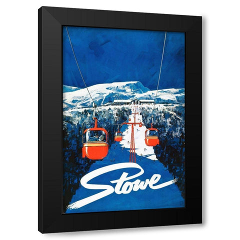 Vintage Ski Poster Black Modern Wood Framed Art Print by Vintage Apple Collection