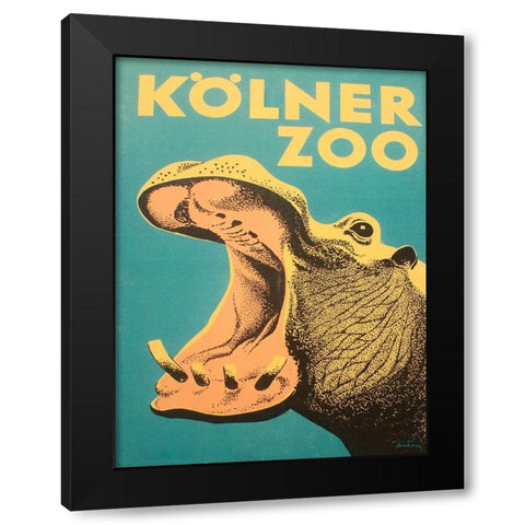 Vintage Zoo Black Modern Wood Framed Art Print by Vintage Apple Collection