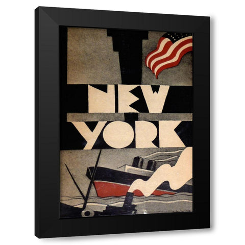 art_deco_NYC Black Modern Wood Framed Art Print by Vintage Apple Collection