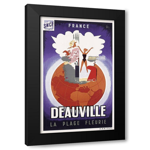 deauville_fr Black Modern Wood Framed Art Print with Double Matting by Vintage Apple Collection