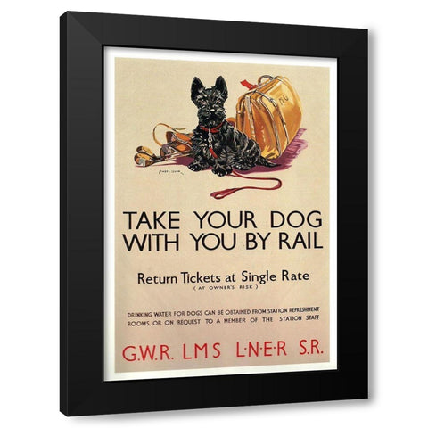 doggyrail Black Modern Wood Framed Art Print by Vintage Apple Collection