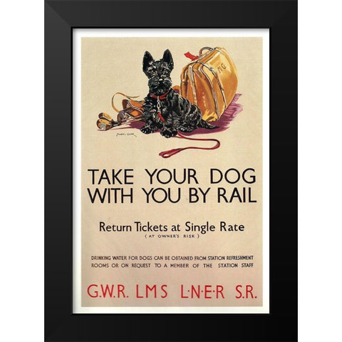 doggyrail Black Modern Wood Framed Art Print by Vintage Apple Collection