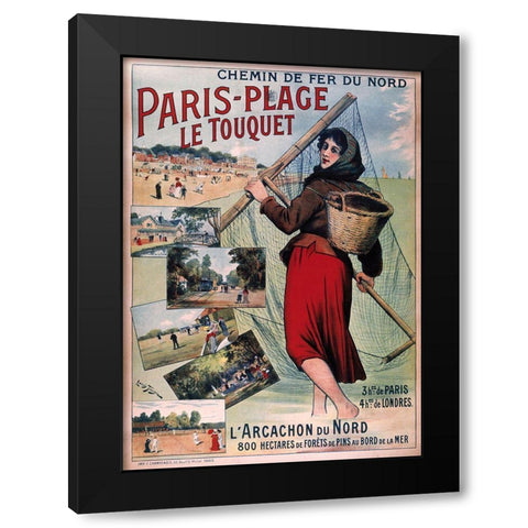 paris_plage_le_touquet Black Modern Wood Framed Art Print with Double Matting by Vintage Apple Collection