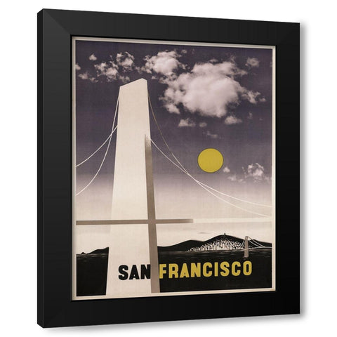 san_francisco_gg_bridge Black Modern Wood Framed Art Print with Double Matting by Vintage Apple Collection