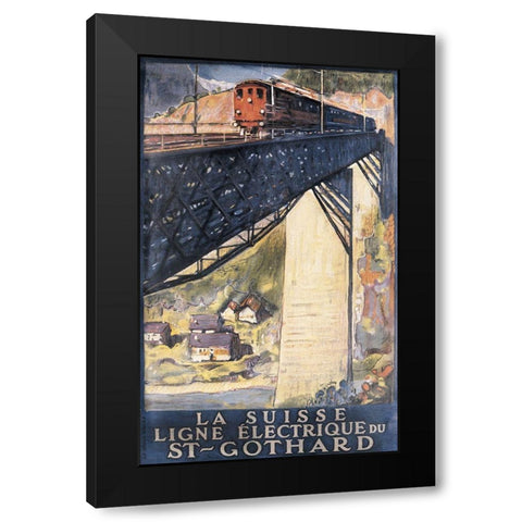suisse_st_gothard_line Black Modern Wood Framed Art Print with Double Matting by Vintage Apple Collection