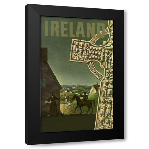 visit_ireland Black Modern Wood Framed Art Print by Vintage Apple Collection