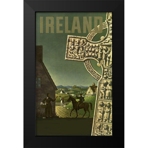 visit_ireland Black Modern Wood Framed Art Print by Vintage Apple Collection