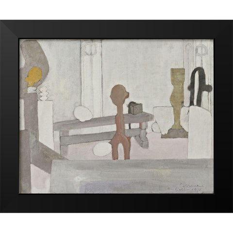 Constantin Brancusi - View of the Artists Studio Black Modern Wood Framed Art Print by Vintage Apple Collection