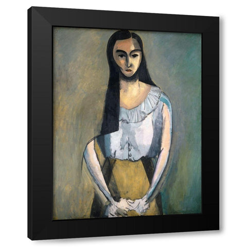 Italian Woman Black Modern Wood Framed Art Print by Vintage Apple Collection