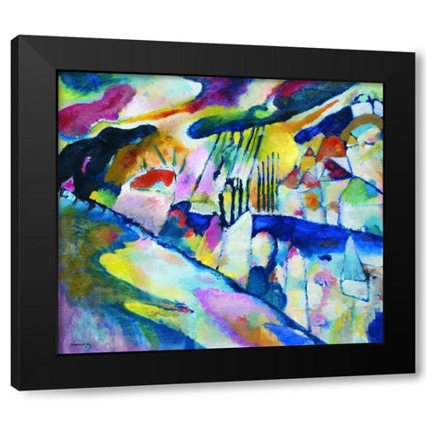 Kandinsky Paesaggio con Pioggia Black Modern Wood Framed Art Print with Double Matting by Vintage Apple Collection
