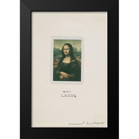Marcel Duchamp - L.H.O.O.Q. Shaved Black Modern Wood Framed Art Print by Vintage Apple Collection