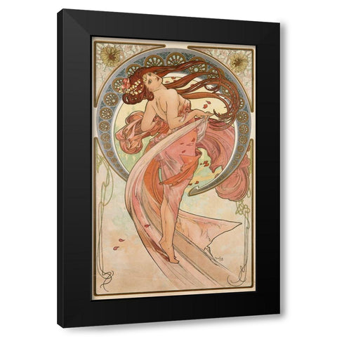 danse_mucha_archival_vers Black Modern Wood Framed Art Print by Vintage Apple Collection