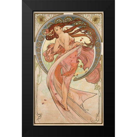 danse_mucha_archival_vers Black Modern Wood Framed Art Print by Vintage Apple Collection