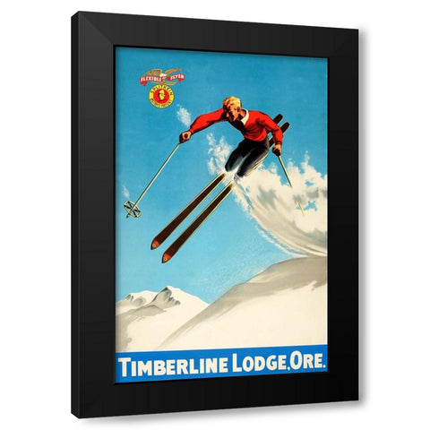 Timeberline Lodge Black Modern Wood Framed Art Print with Double Matting by Vintage Apple Collection