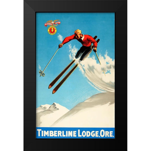 Timeberline Lodge Black Modern Wood Framed Art Print by Vintage Apple Collection