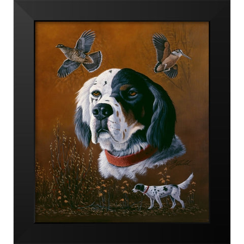English Setter Black Modern Wood Framed Art Print by Goebel, Wilhelm
