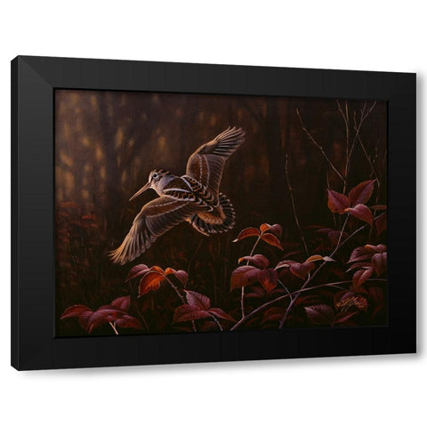 Twittering Wings Black Modern Wood Framed Art Print with Double Matting by Goebel, Wilhelm