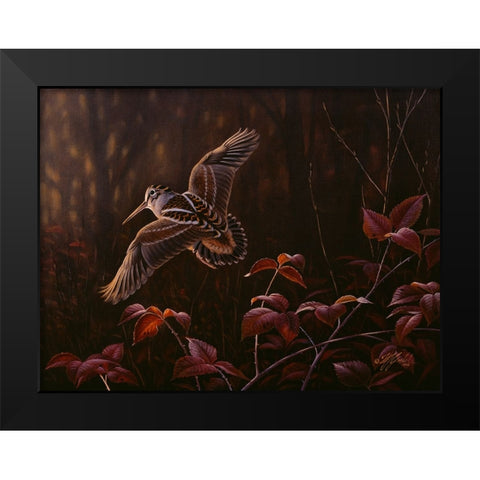 Twittering Wings Black Modern Wood Framed Art Print by Goebel, Wilhelm