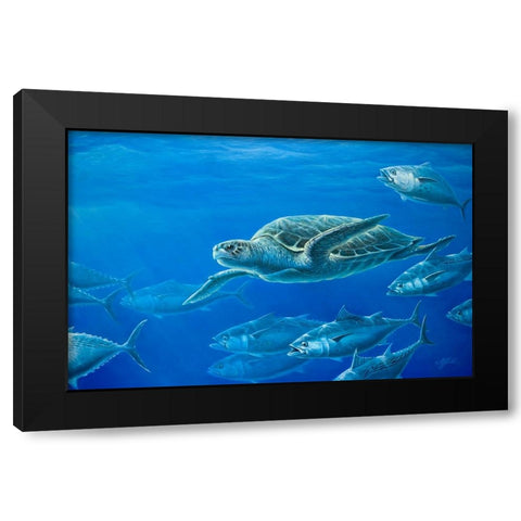 Sea Turtle Black Modern Wood Framed Art Print by Goebel, Wilhelm