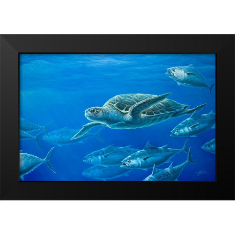 Sea Turtle Black Modern Wood Framed Art Print by Goebel, Wilhelm