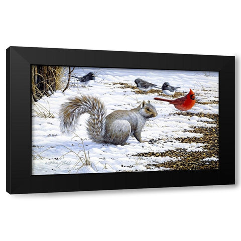 Under The Feeder Black Modern Wood Framed Art Print by Goebel, Wilhelm