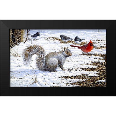 Under The Feeder Black Modern Wood Framed Art Print by Goebel, Wilhelm