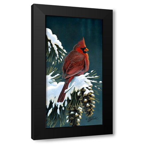 Winter Cardinal Black Modern Wood Framed Art Print by Goebel, Wilhelm