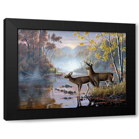 Mist On The River Black Modern Wood Framed Art Print with Double Matting by Goebel, Wilhelm