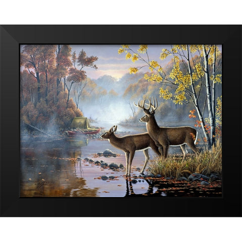 Mist On The River Black Modern Wood Framed Art Print by Goebel, Wilhelm