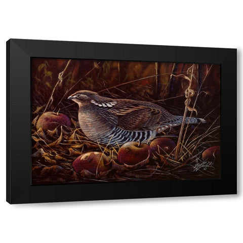 Autumn Apples And Grouse Black Modern Wood Framed Art Print with Double Matting by Goebel, Wilhelm