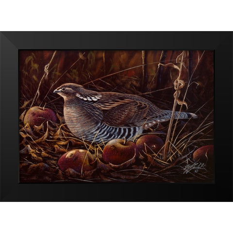 Autumn Apples And Grouse Black Modern Wood Framed Art Print by Goebel, Wilhelm
