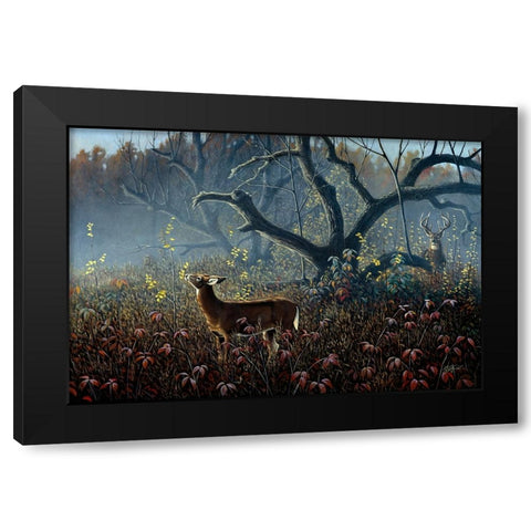 Old Orchard - Whitetails Black Modern Wood Framed Art Print by Goebel, Wilhelm