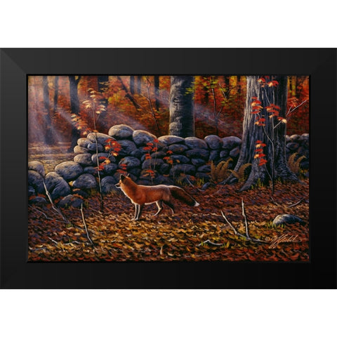 Autumn Reds - Red Fox Black Modern Wood Framed Art Print by Goebel, Wilhelm