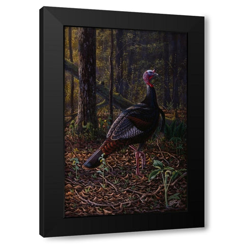Ever Alert - Wild Turkey Black Modern Wood Framed Art Print by Goebel, Wilhelm