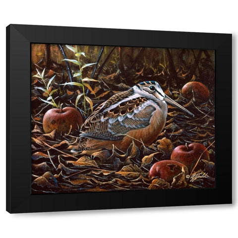 Orchard Woodcock Black Modern Wood Framed Art Print with Double Matting by Goebel, Wilhelm