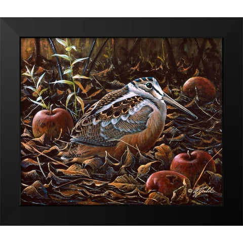 Orchard Woodcock Black Modern Wood Framed Art Print by Goebel, Wilhelm