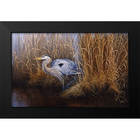 Set In Gold - Great Blue Heron Black Modern Wood Framed Art Print by Goebel, Wilhelm