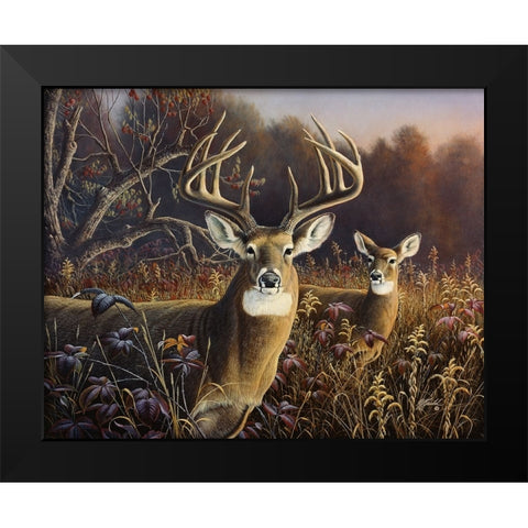 Deer Black Modern Wood Framed Art Print by Goebel, Wilhelm