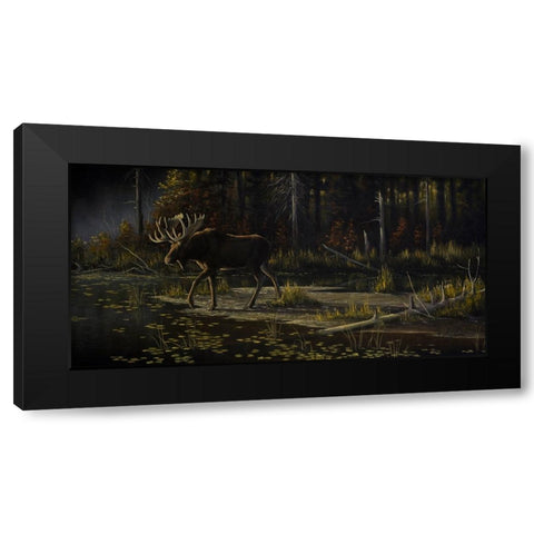 Autumn Moose Black Modern Wood Framed Art Print with Double Matting by Goebel, Wilhelm