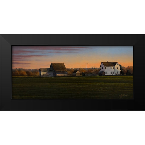 Sunset On A Family Farm Black Modern Wood Framed Art Print by Goebel, Wilhelm