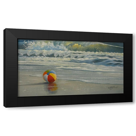Beach Ball in Surf Black Modern Wood Framed Art Print by Goebel, Wilhelm