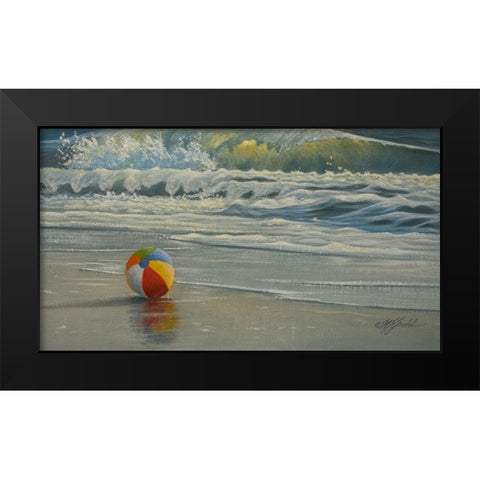 Beach Ball in Surf Black Modern Wood Framed Art Print by Goebel, Wilhelm