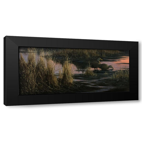 Black Ducks at Dusk Black Modern Wood Framed Art Print with Double Matting by Goebel, Wilhelm