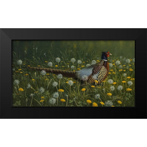 Dandy Rooster - Formosan Ring-necked Pheasant Black Modern Wood Framed Art Print by Goebel, Wilhelm