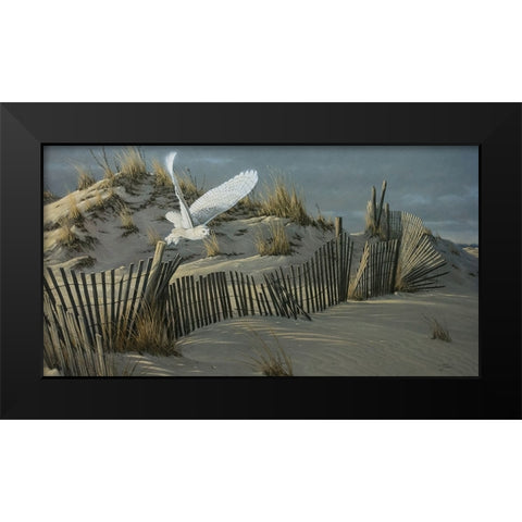 Launch - Snowy Owl Black Modern Wood Framed Art Print by Goebel, Wilhelm